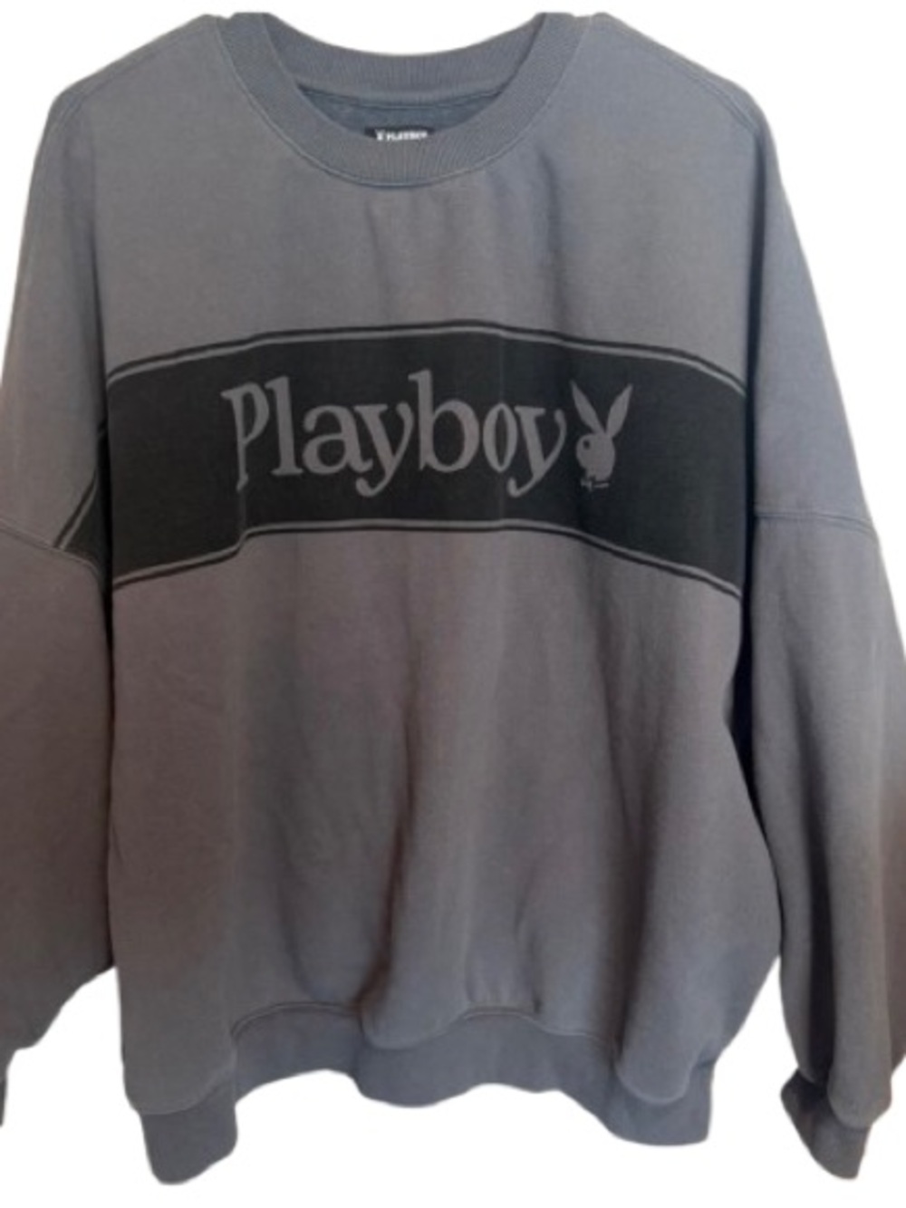PLAYBOY by Pacsun gray Crewneck Sweatshirt with Dark Gray Logo Band